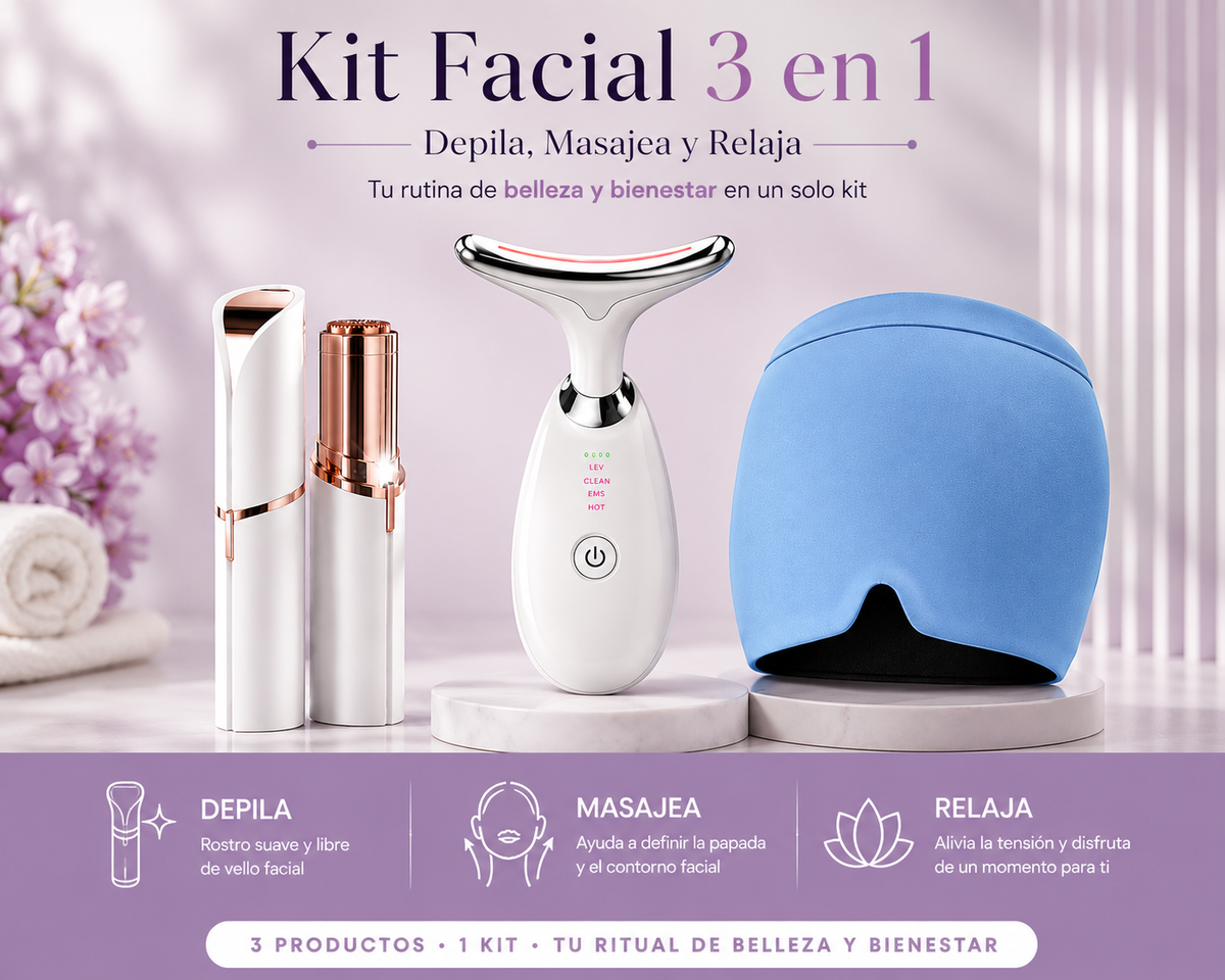 Kit Facial 3 en 1: Depila, Masajea y Relaja
